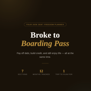 Broke to Boarding Pass 2026 debt freedom planner cover by The Boujee Duck