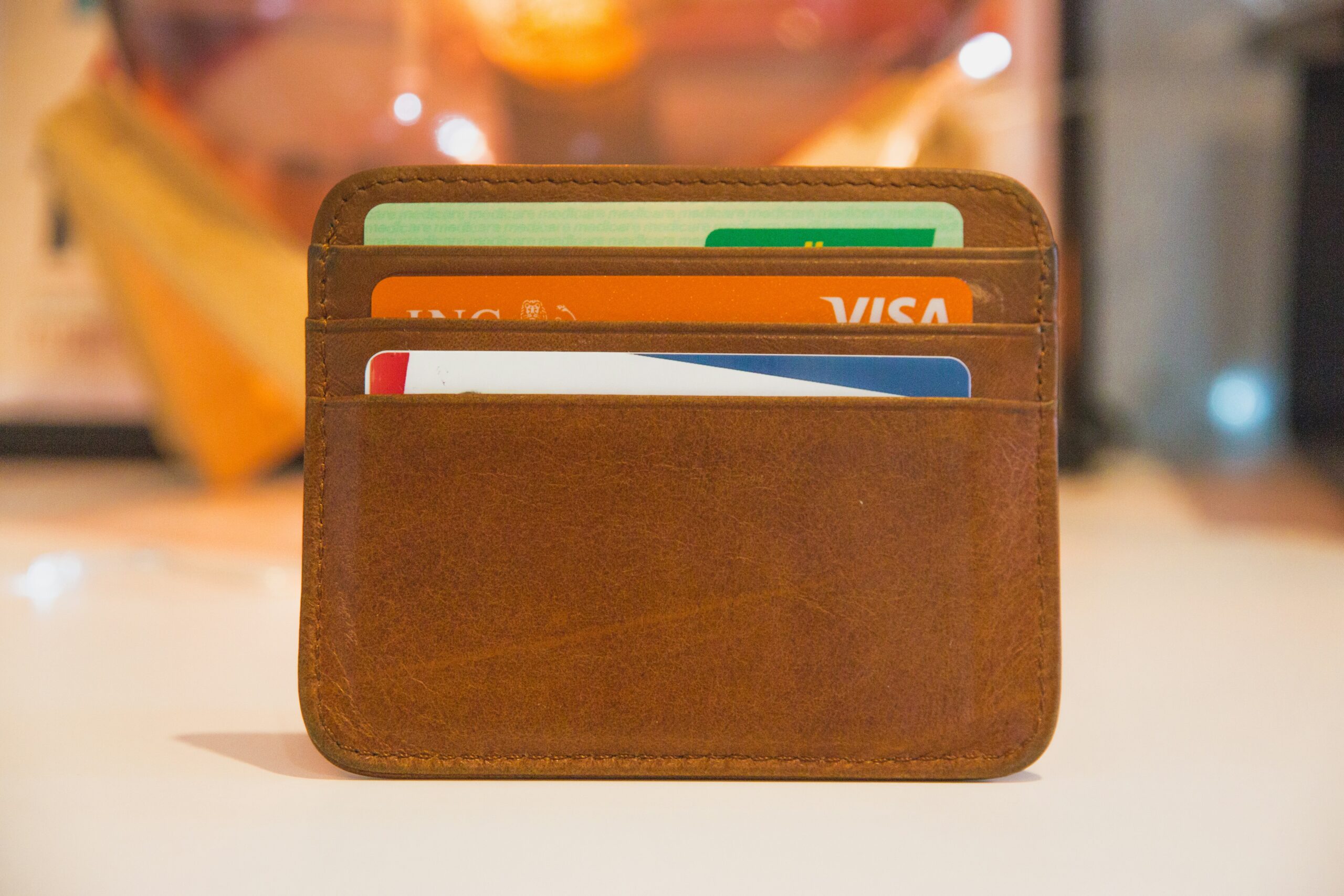 the boujee duck Brown leather wallet with multiple credit cards